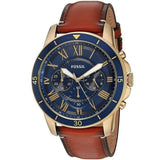 Buy Shop Fossil Grant Sport Chronograph Blue Dial Brown Leather Strap Watch for Men - FS5268 USA Online