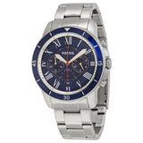Buy Shop Fossil Grant Sport Chronograph Blue Dial Silver Steel Strap Watch for Men - FS5238 USA Online
