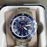 Buy Shop Fossil Grant Sport Chronograph Blue Dial Silver Steel Strap Watch for Men - FS5238 USA Online