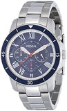Buy Shop Fossil Grant Sport Chronograph Blue Dial Silver Steel Strap Watch for Men - FS5238 USA Online