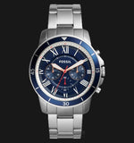 Buy Shop Fossil Grant Sport Chronograph Blue Dial Silver Steel Strap Watch for Men - FS5238 USA Online