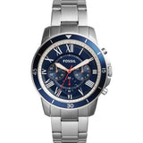 Buy Shop Fossil Grant Sport Chronograph Blue Dial Silver Steel Strap Watch for Men - FS5238 USA Online