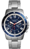 Buy Shop Fossil Grant Sport Chronograph Blue Dial Silver Steel Strap Watch for Men - FS5238 USA Online