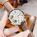 Buy Shop Fossil Grant Twist Multi-Function White Dial Brown Leather Strap Watch for Men - ME1144 USA Online