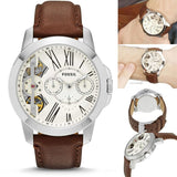 Buy Shop Fossil Grant Twist Multi-Function White Dial Brown Leather Strap Watch for Men - ME1144 USA Online