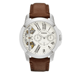 Buy Shop Fossil Grant Twist Multi-Function White Dial Brown Leather Strap Watch for Men - ME1144 USA Online