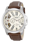 Buy Shop Fossil Grant Twist Multi-Function White Dial Brown Leather Strap Watch for Men - ME1144 USA Online
