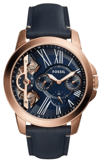 Buy Shop Fossil Grant Twist Multifunction Blue Dial Blue Leather Strap Watch for Men - ME1162 USA Online