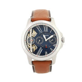 Buy Shop Fossil Grant Twist Multifunction Blue Dial Brown Leather Strap Watch for Men - ME1161 USA Online