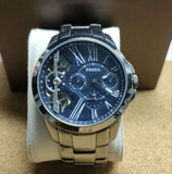 Buy Shop Fossil Grant Twist Multifunction Blue Dial Grey Steel Strap Watch for Men - ME1146 USA Online