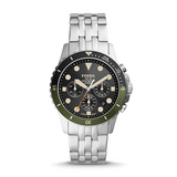 Buy Shop Fossil FB-01 Chronograph Black Dial Silver Steel Strap Watch for Men - FS5864 USA Online