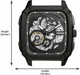 Buy Shop Fossil Inscription Automatic Skeleton Black Dial Black Steel Strap Watch for Men - BQ2574 USA Online