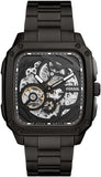 Buy Shop Fossil Inscription Automatic Skeleton Black Dial Black Steel Strap Watch for Men - BQ2574 USA Online