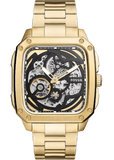 Buy Shop Fossil Inscription Automatic Skeleton Black Dial Gold Steel Strap Watch for Men - BQ2573 USA Online