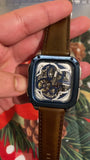 Buy Shop Fossil Inscription Automatic Skeleton Blue Dial Brown Leather Strap Watch for Men - BQ2571 USA Online