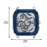 Buy Shop Fossil Inscription Automatic Skeleton Blue Dial Brown Leather Strap Watch for Men - BQ2571 USA Online