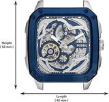 Buy Shop Fossil Inscription Automatic Skeleton Blue Dial Brown Leather Strap Watch for Men - BQ2571 USA Online