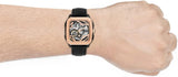 Buy Shop Fossil Inscription Automatic Skeleton Rose Gold Dial Black Leather Strap Watch for Men - BQ2572 USA Online