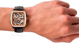 Buy Shop Fossil Inscription Automatic Skeleton Rose Gold Dial Black Leather Strap Watch for Men - BQ2572 USA Online