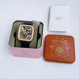 Buy Shop Fossil Inscription Automatic Skeleton Rose Gold Dial Black Leather Strap Watch for Men - BQ2572 USA Online