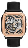 Buy Shop Fossil Inscription Automatic Skeleton Rose Gold Dial Black Leather Strap Watch for Men - BQ2572 USA Online