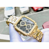 Buy Shop Fossil Inscription Multifunction Black Dial Gold Steel Strap Watch for Men - BQ2656 USA Online
