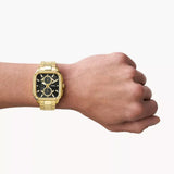 Buy Shop Fossil Inscription Multifunction Black Dial Gold Steel Strap Watch for Men - BQ2656 USA Online