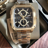 Buy Shop Fossil Inscription Multifunction Black Dial Gold Steel Strap Watch for Men - BQ2656 USA Online