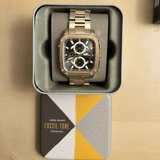 Buy Shop Fossil Inscription Multifunction Black Dial Gold Steel Strap Watch for Men - BQ2656 USA Online