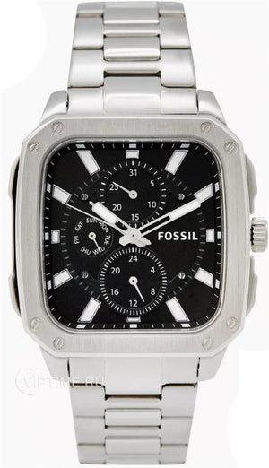 Buy Shop Fossil Inscription Multifunction Black Dial Silver Steel Strap Watch for Men - BQ2655 USA Online
