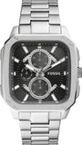 Buy Shop Fossil Inscription Multifunction Black Dial Silver Steel Strap Watch for Men - BQ2655 USA Online