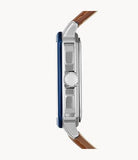 Buy Shop Fossil Inscription Multifunction Silver Dial Brown Leather Strap Watch for Men - BQ2658 USA Online