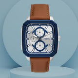 Buy Shop Fossil Inscription Multifunction Silver Dial Brown Leather Strap Watch for Men - BQ2658 USA Online