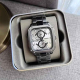 Buy Shop Fossil Inscription Multifunction Silver Dial Grey Steel Strap Watch for Men - BQ2657 USA Online
