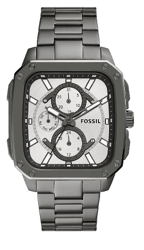 Buy Shop Fossil Inscription Multifunction Silver Dial Grey Steel Strap Watch for Men - BQ2657 USA Online