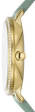 Buy Shop Fossil Jacqueline Analog Moonphase Mother of Pearl White Dial Green Leather Strap Watch for Women - ES5168 USA Online