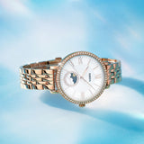 Buy Shop Fossil Jacqueline Analog Moonphase Mother of Pearl White Dial Rose Gold Steel Strap Watch for Women - ES5165 USA Online