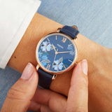 Buy Shop Fossil Jacqueline Blue Dial Blue Leather Strap Watch for Women - ES4673 USA Online
