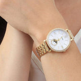 Buy Shop Fossil Jacqueline Moonphase Mother of Pearl Dial Gold Steel Strap Watch for Women - ES5167 USA Online