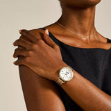 Buy Shop Fossil Jacqueline Moonphase Mother of Pearl Dial Gold Steel Strap Watch for Women - ES5167 USA Online