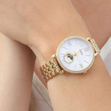 Buy Shop Fossil Jacqueline Moonphase Mother of Pearl Dial Gold Steel Strap Watch for Women - ES5167 USA Online