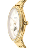 Buy Shop Fossil Jacqueline Moonphase Mother of Pearl Dial Gold Steel Strap Watch for Women - ES5167 USA Online