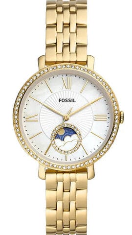 Buy Shop Fossil Jacqueline Moonphase Mother of Pearl Dial Gold Steel Strap Watch for Women - ES5167 USA Online