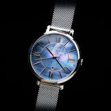 Buy Shop Fossil Jacqueline Mother of Pearl Blue Dial Silver Mesh Strap Watch for Women - ES4322 USA Online