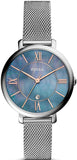 Buy Shop Fossil Jacqueline Mother of Pearl Blue Dial Silver Mesh Strap Watch for Women - ES4322 USA Online