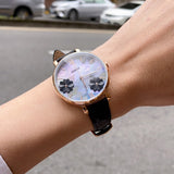 Buy Shop Fossil Jacqueline Mother of Pearl Dial Black Leather Strap Watch for Women - ES4535 USA Online