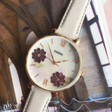 Buy Shop Fossil Jacqueline Mother of Pearl Dial Grey Leather Strap Watch for Women - ES4672 USA Online