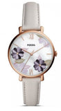 Buy Shop Fossil Jacqueline Mother of Pearl Dial Grey Leather Strap Watch for Women - ES4672 USA Online