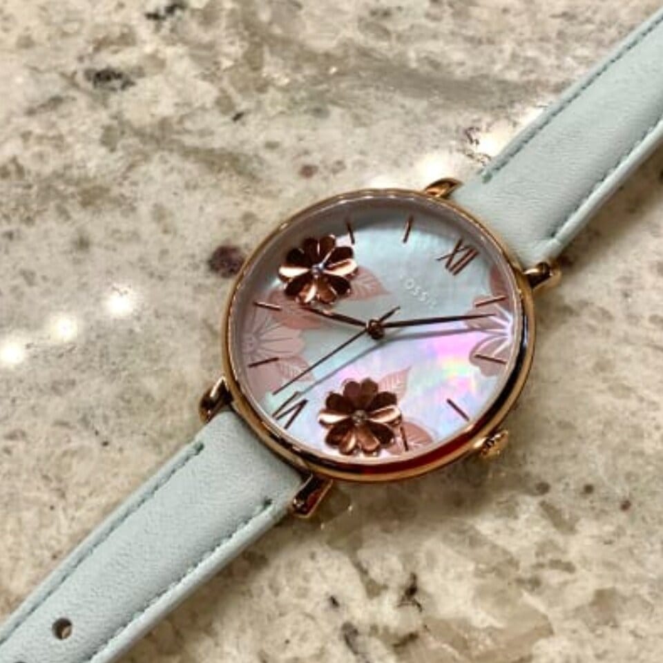 Buy Shop Fossil Jacqueline Multi Colored Dial Blue Leather Strap Watch for Women - ES4813 USA Online