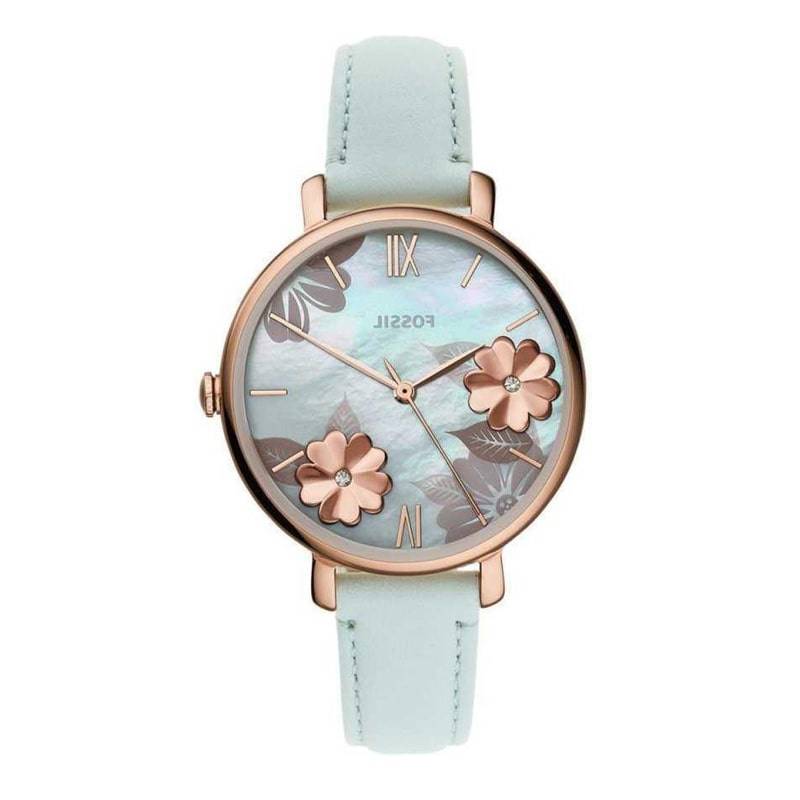Buy Shop Fossil Jacqueline Multi Colored Dial Blue Leather Strap Watch for Women - ES4813 USA Online